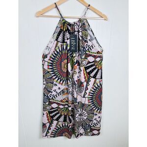 NWT Lbisse Dress XL Pink Colorful‎ Crop Circle Halter Sleeveless Summer Dress